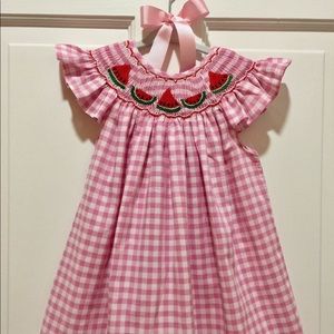 SOLD Watermelon smocked dress